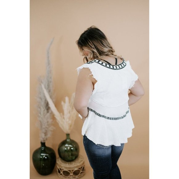 Free People Womens M Cream Linen Blend Ecru Combo - Picture 9 of 9